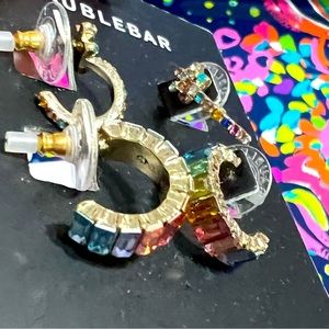 BaubleBar Earrings little hoops rainbow unicorn candy earrings NEW